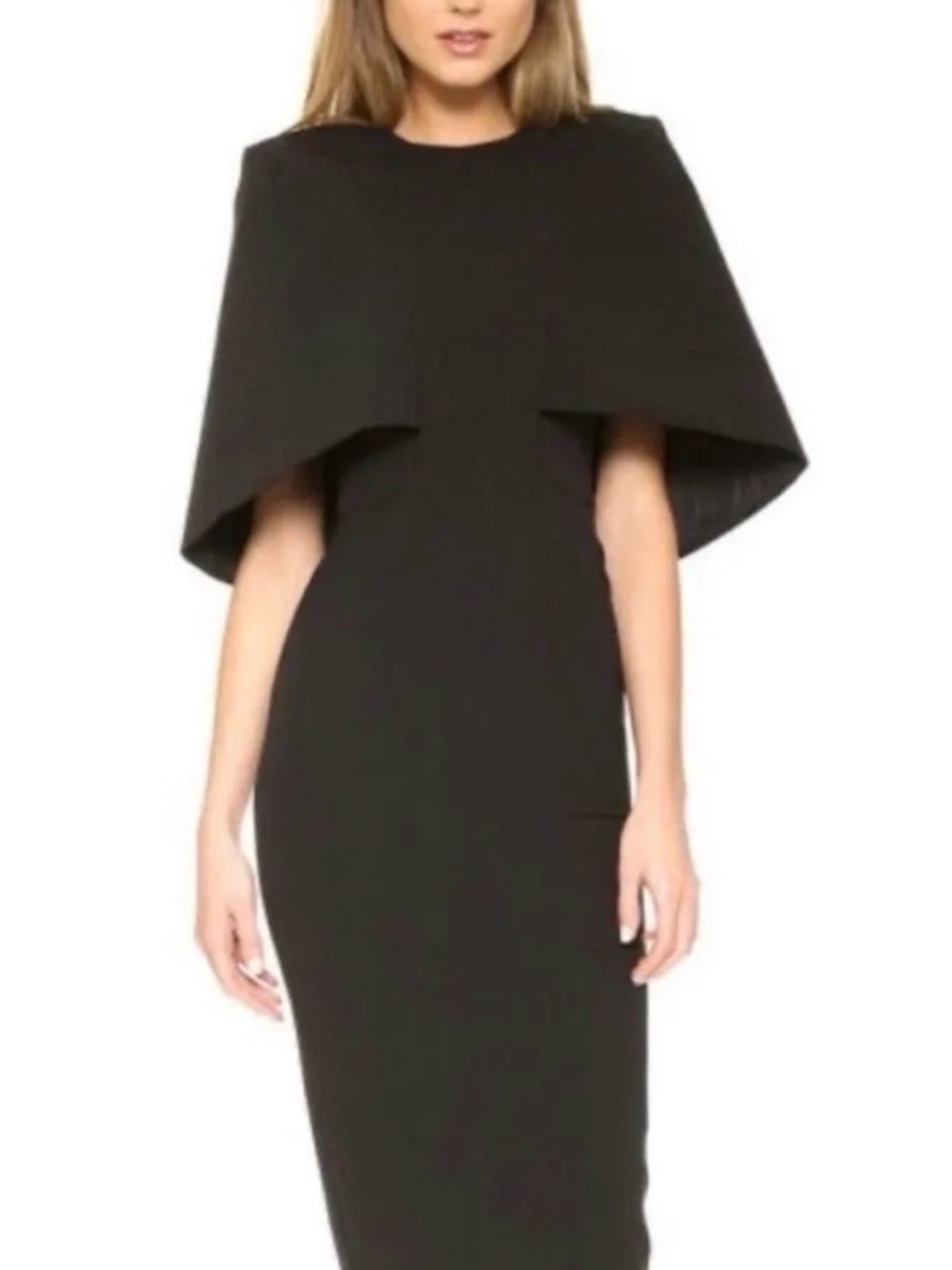 AQ/AQ Bonita Crepe MAXI Cape Dress Black Size 4 $398 MSRP